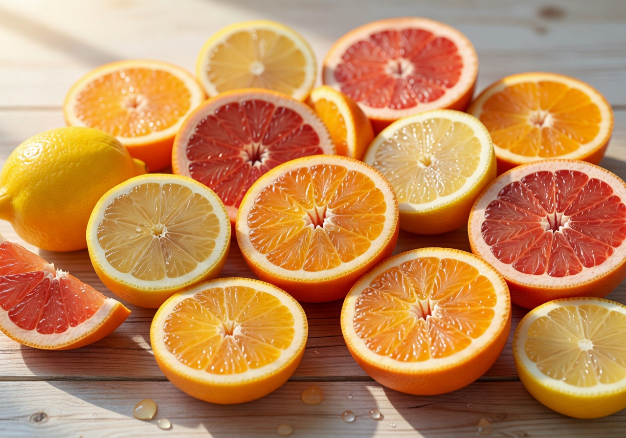 Fresh vibrant citrus slices representing Zestari energy and vitality