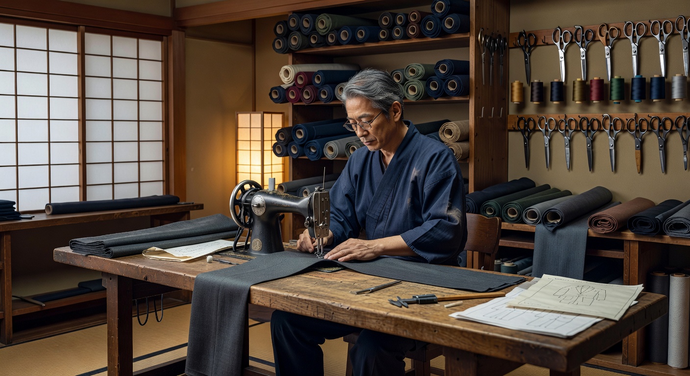 Hiroshi Nakamura, Master Tailor working in the Kyoto atelier